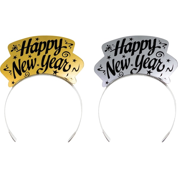 Creative Converting 5" x 7" Silver and Gold New Year Tiaras PK72, 72PK 353090 - main